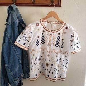 Embroidered white top